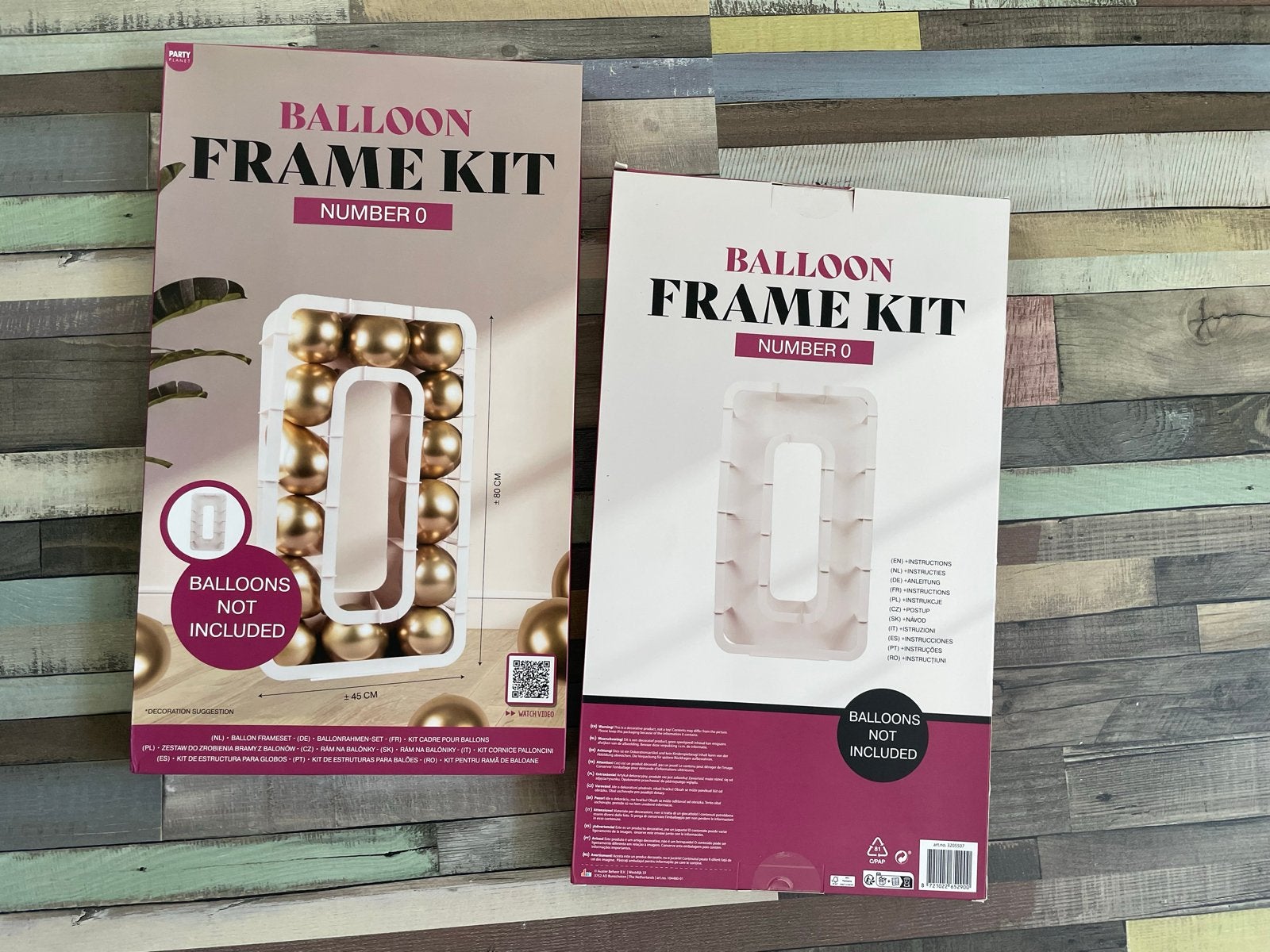2x Balloon Frame Kit Nummer 0 - Nieuw in doos, Ophalen of Verzenden, Nieuw, Feestartikel, Verjaardag
