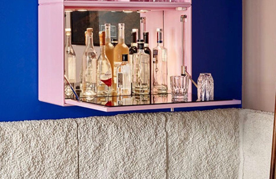 Montana bar module wandkast showmodel met led en spiegel, Zo goed als nieuw, Minder dan 100 cm, 25 tot 50 cm, 50 tot 100 cm