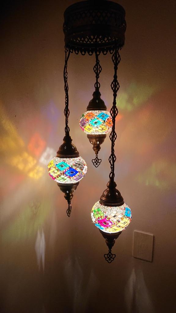 Oosterse Arabische Marrakech glasmozaiek kroonluchters set 3, Huis en Inrichting, Lampen | Hanglampen, 50 tot 75 cm, Oosters Arabisch 1001nacht Boho Ibiza Marrakech Marokkaans Turks