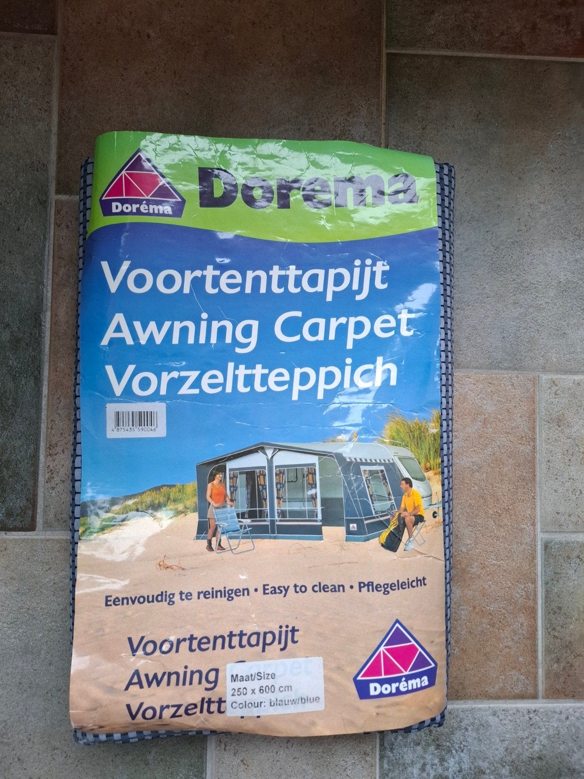 voortent tapijt blauw 250 x 600 cm, Caravans en Kamperen, Ophalen of Verzenden, Zo goed als nieuw