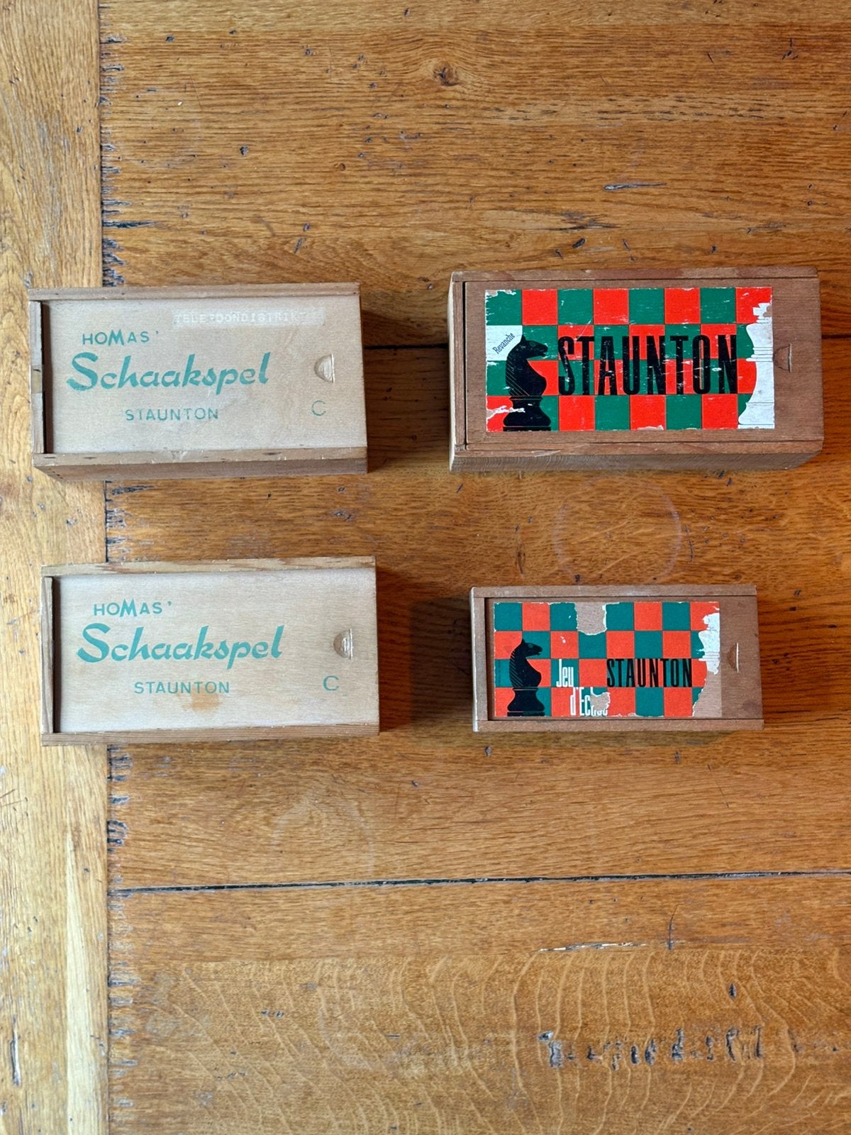 Vintage schaakstukken Staunton, Ophalen of Verzenden, Gebruikt