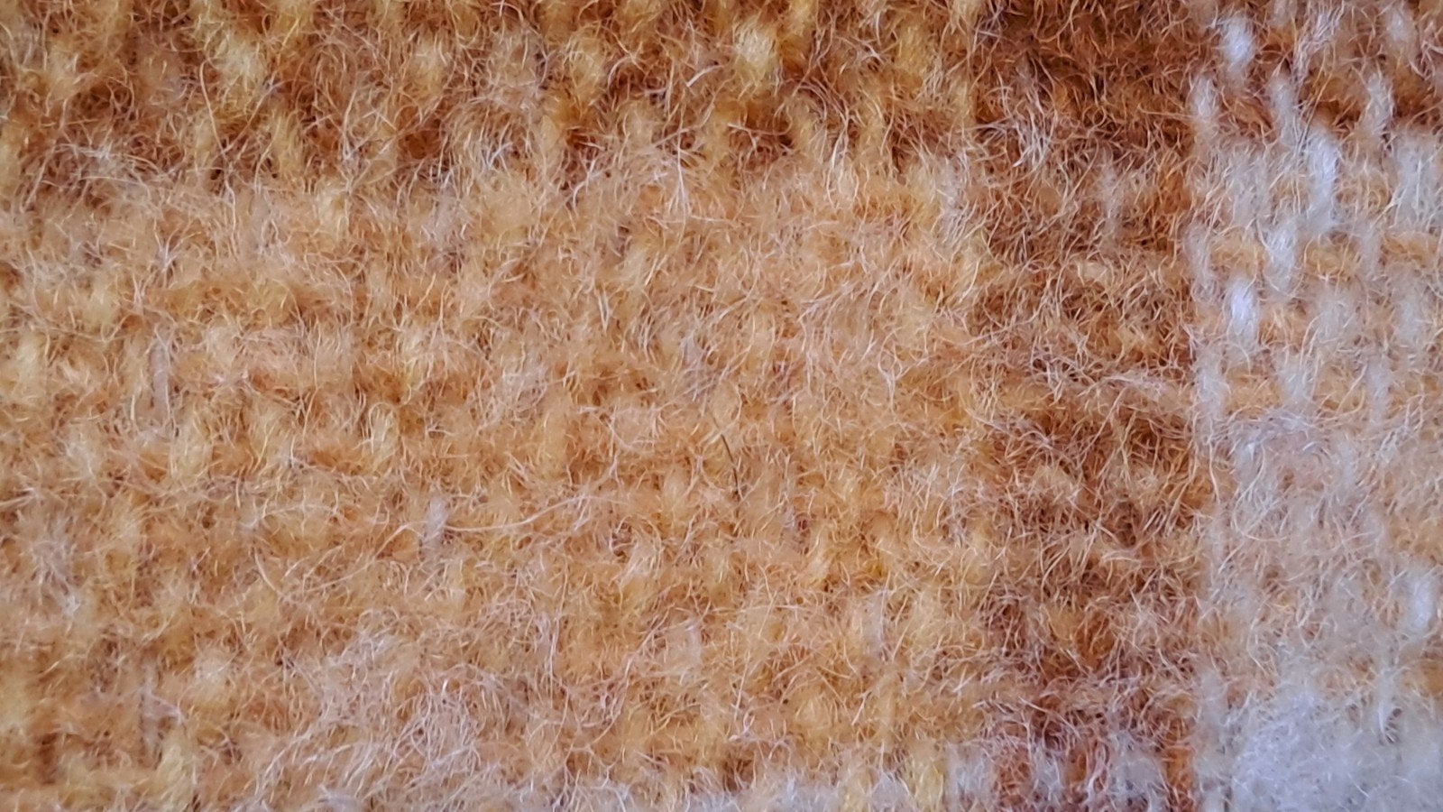 Vintage deken van scheerwol - Geel geruit, Gebruikt, Onbekend@voorbeeld.com, 100 tot 150 cm, Bruin