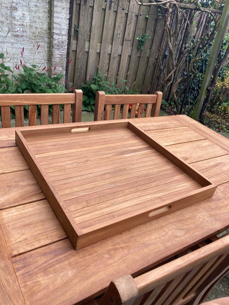 Dienblad 70x70 cm massief teakhout, Ophalen, Nieuw, Vierkant, Hout