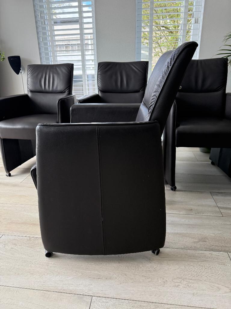 Eetkamerstoelen 6x leer met rugleuning verstelbaar, Ophalen, Bruin, Leer, Zo goed als nieuw