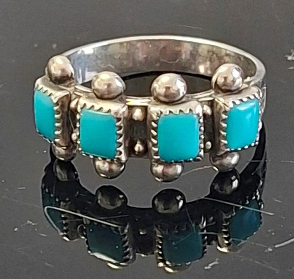 Schitterende Navajo Sterling Zilver Turquoise Ring, Ophalen of Verzenden, Zilver, Ring, Met edelsteen
