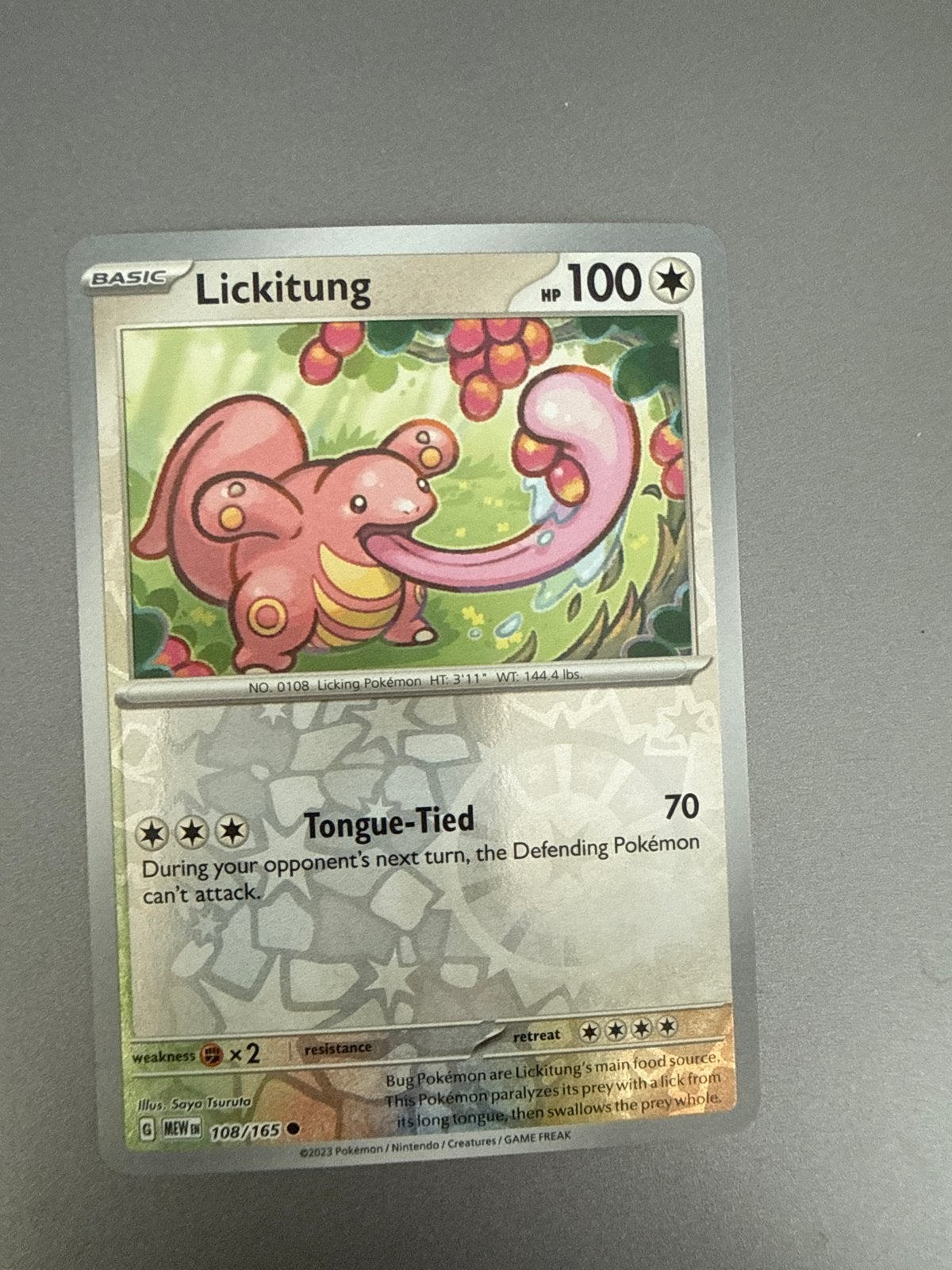 Pokémon Kaart: Lickitung (108/165) - Nieuwstaat, Ophalen of Verzenden, Zo goed als nieuw, Losse kaart