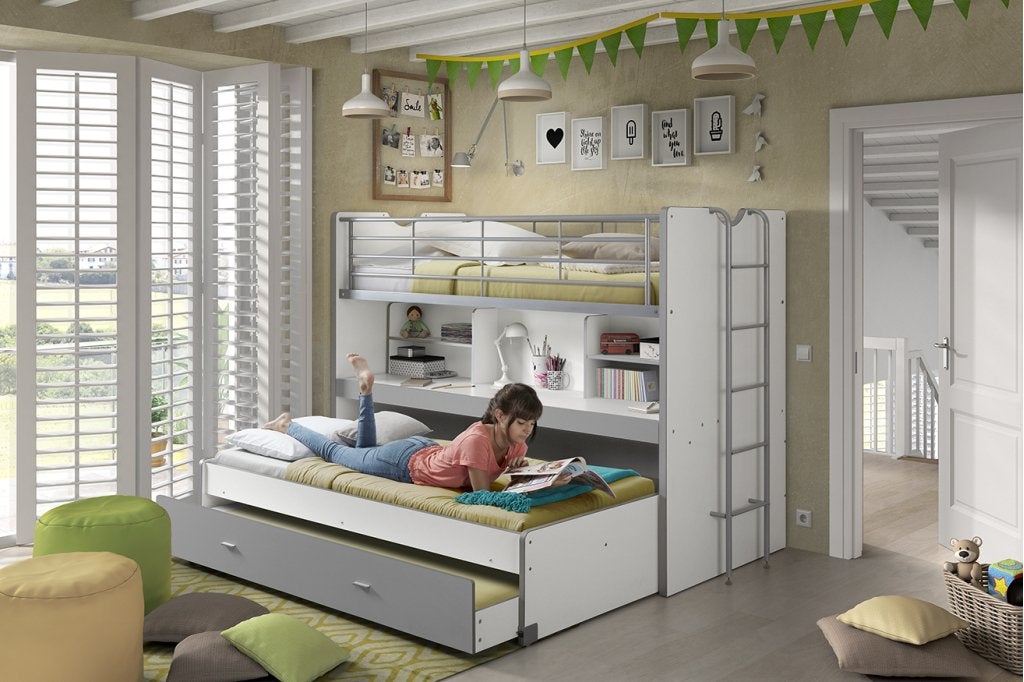 Bonny 80 Hoogslaper met bureau en 3 bedden, Niet ingevuld, Niet ingevuld, Niet ingevuld
