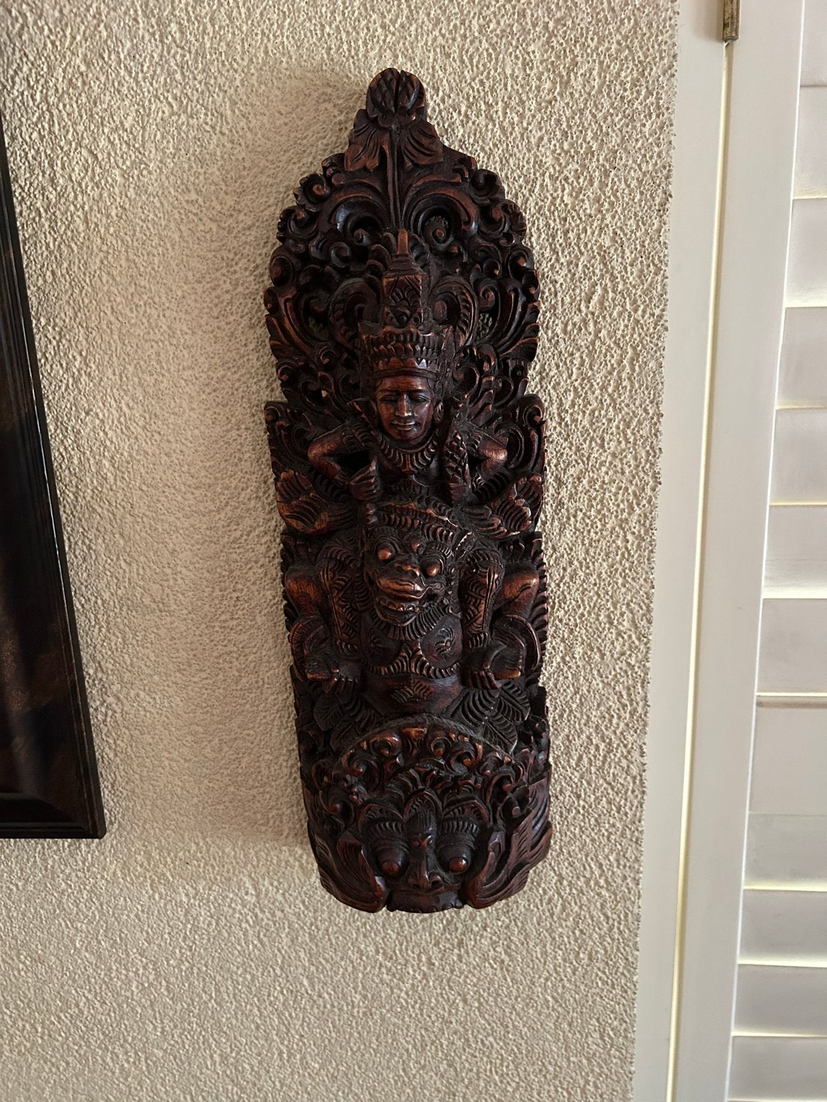 Houten Balinese Wanddecoratie - Handgesneden Beeld, Overige onderwerpen, Handgemaakt, Wanddecoratie, Hout