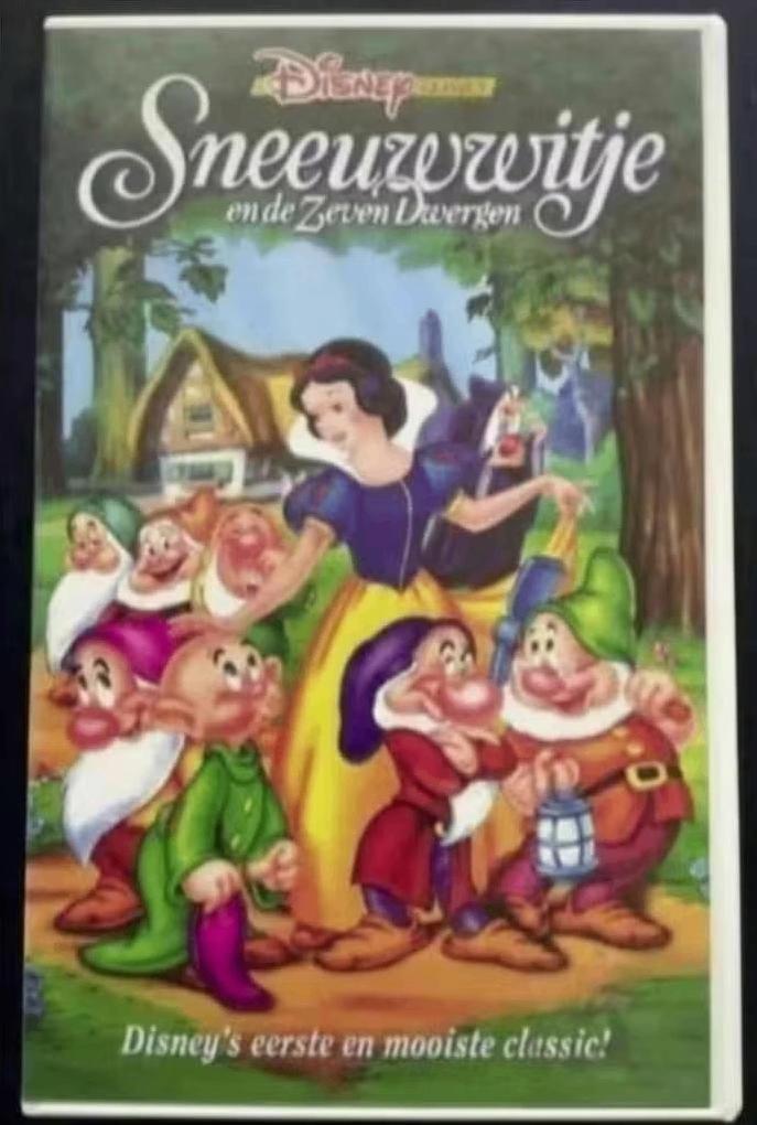 VHS Sneeuwwitje en de zeven dwergen; Disney sprookjesfilm, Tekenfilm, Alle leeftijden, Ophalen of Verzenden, Zo goed als nieuw