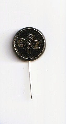 kunststof medische speld: CZ met aesculaap, Ophalen of Verzenden, Overige onderwerpen, Speldje of Pin