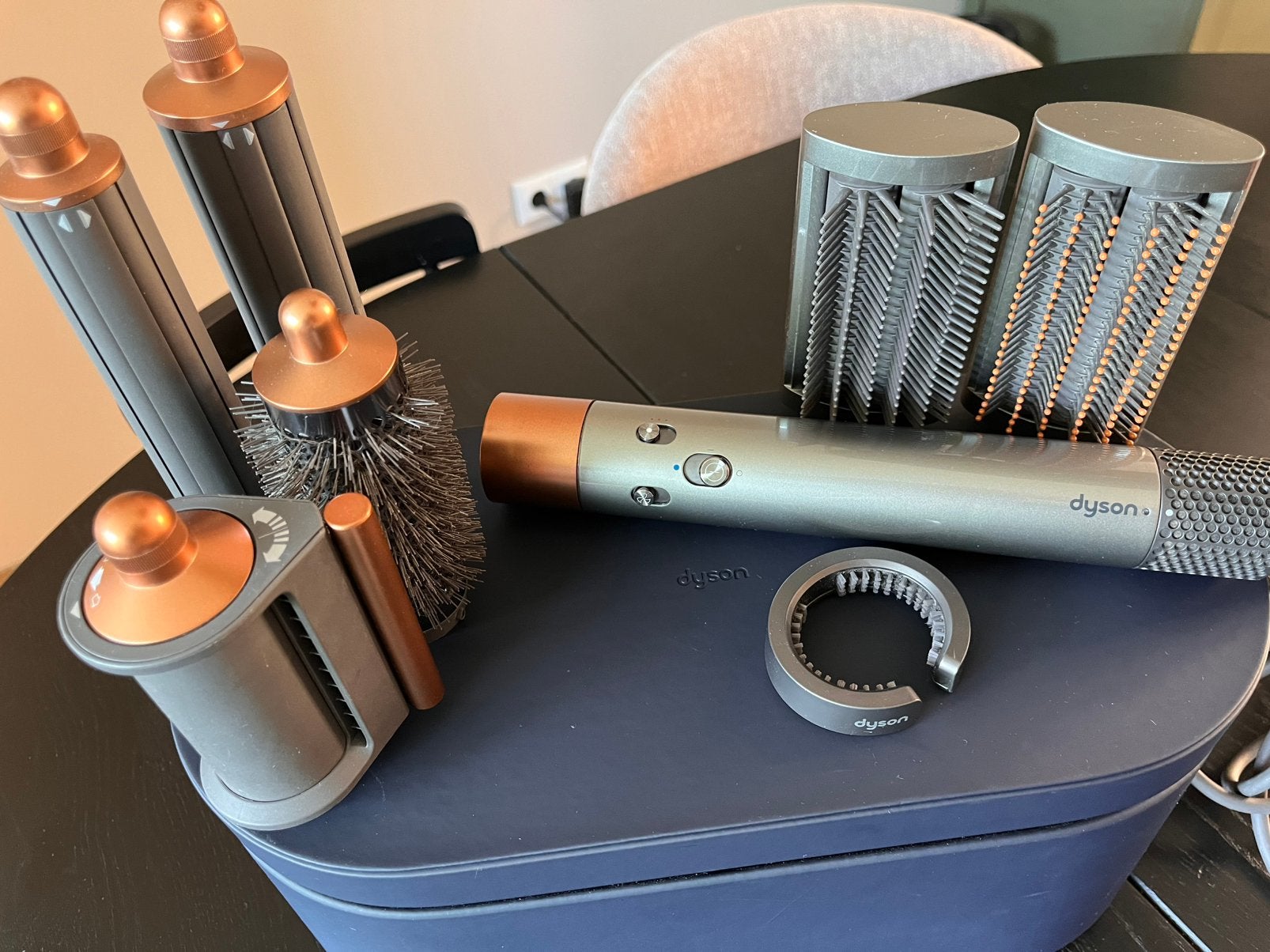 Dyson Airwrap Long Multistyler Nikkel/Koper, Ophalen of Verzenden, Zo goed als nieuw, Föhn of Haardroger