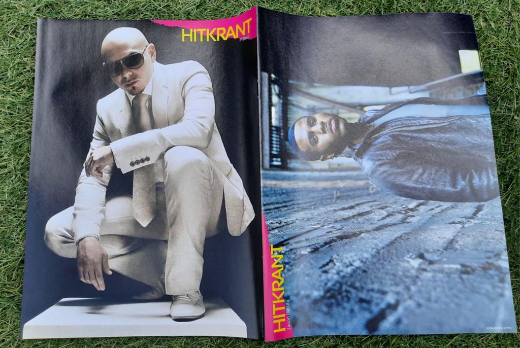 Poster 2x A4 Hitkrant 2011 Pitbull Rolf Sanchez Jason Derulo, Ophalen of Verzenden, Gebruikt, A1 t/m A3, Muziek