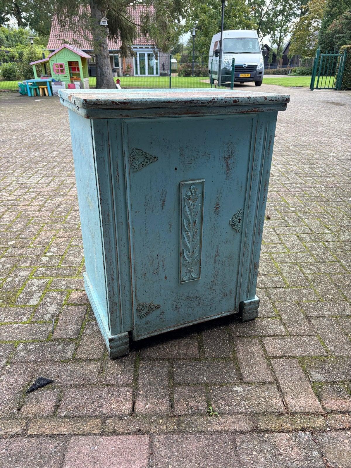 Antiek Singer Naaimachine Kastje - Turquoise, Ophalen