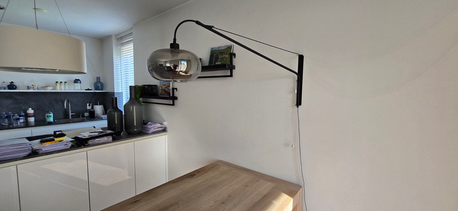 Verdraaibare glazen wandlamp, Ophalen, Zo goed als nieuw, Glas, Verstelbaar