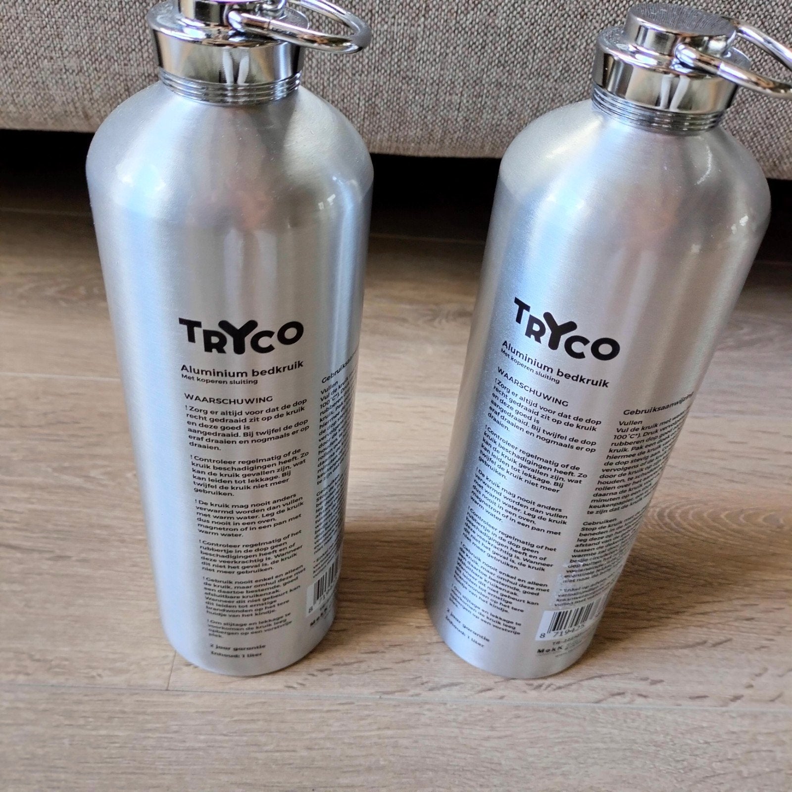 TRYCO Aluminium bedkruik met koperen sluiting, Ophalen, Gebruikt