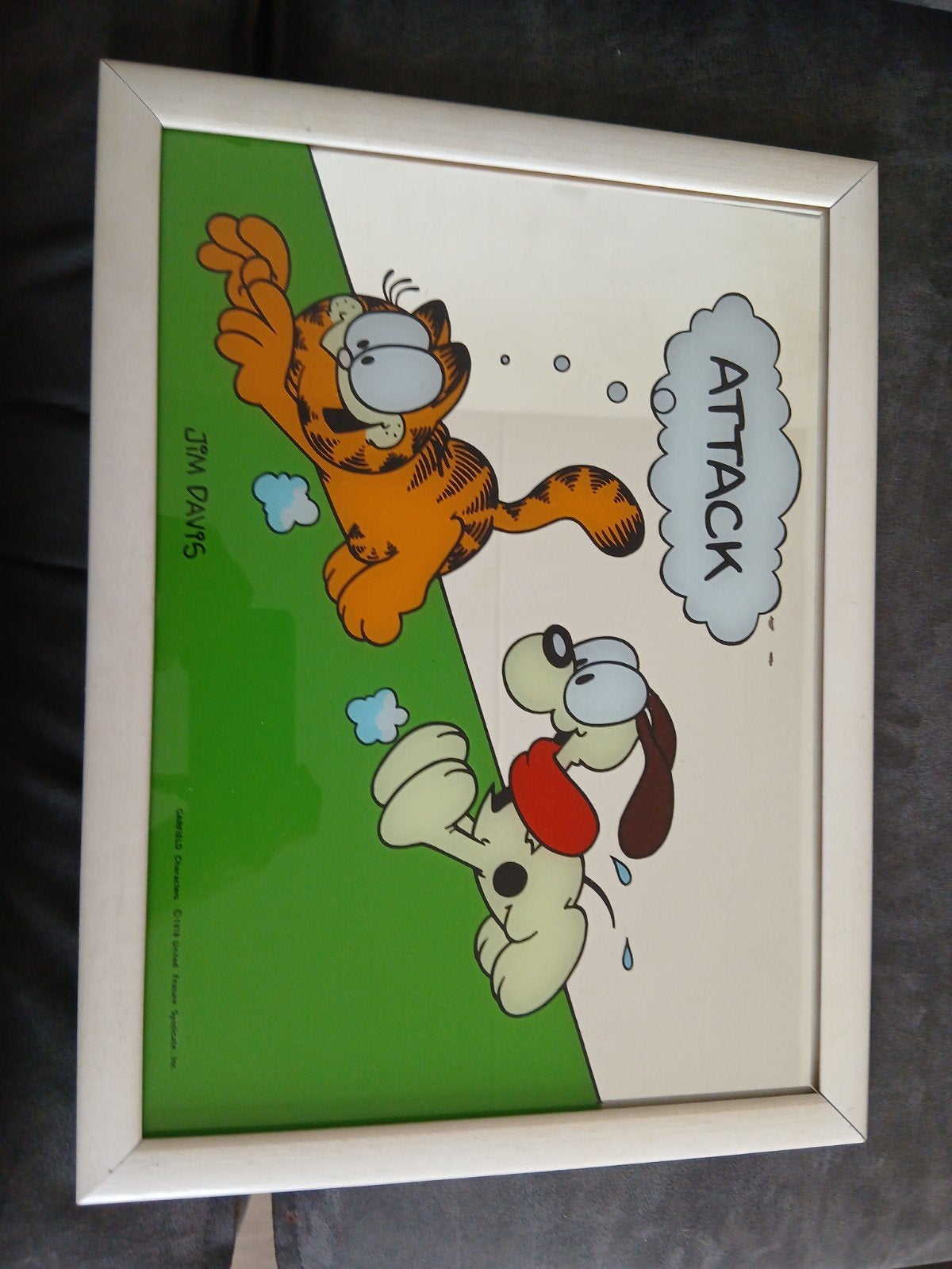 Vintage Garfield en Odie 'Attack' ingelijste print mp2, Ophalen of Verzenden