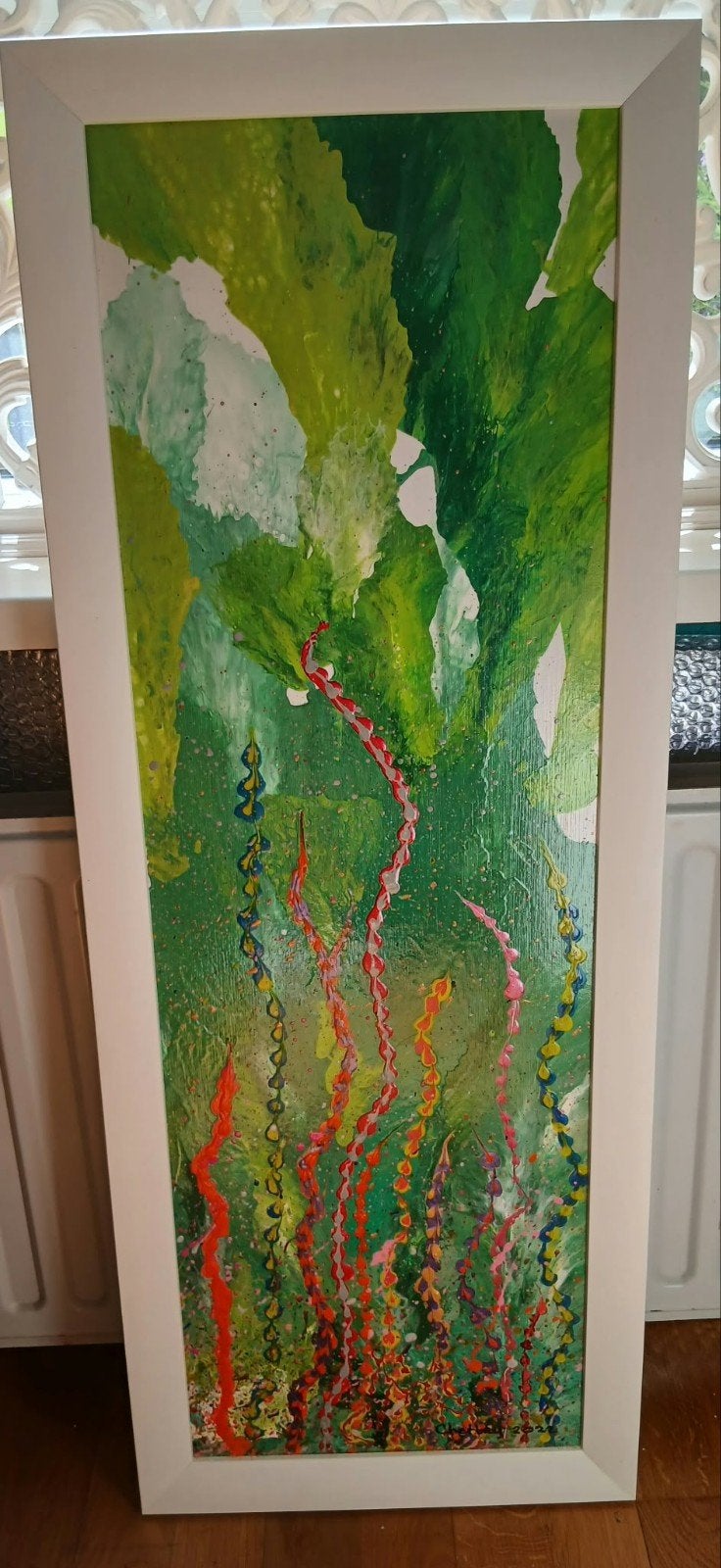 2 Mooie nieuwe acryl schilderijen - Abstracte onderwaterwere, Ophalen