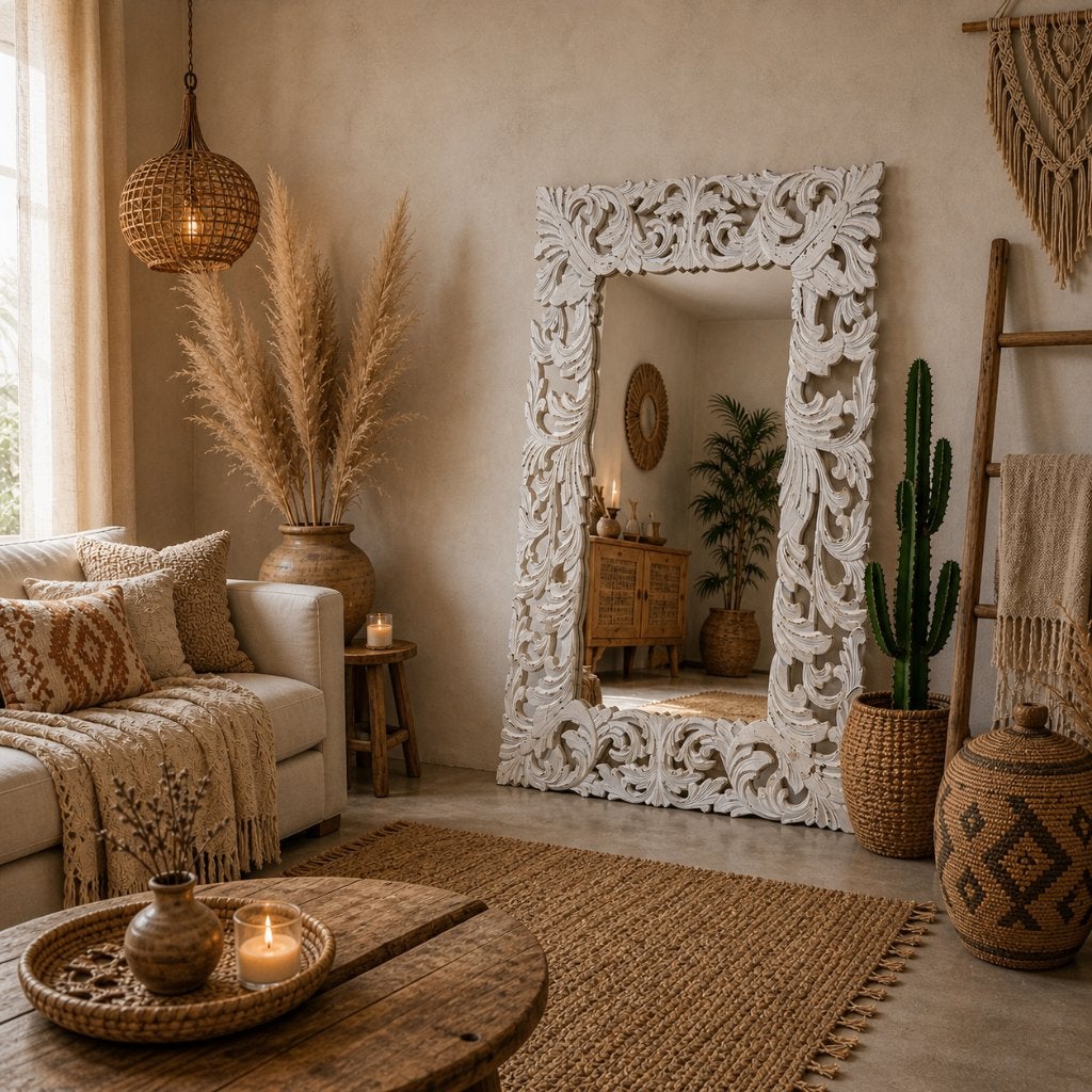 barok spiegel - white wash - 150 x 100 cm-  Gratis bezorgd, TTM Wonen, Meubels – (Perzische) Tapijten en Woonaccessoires, Taag 63, 2491 CS, Den Haag (Forepark)