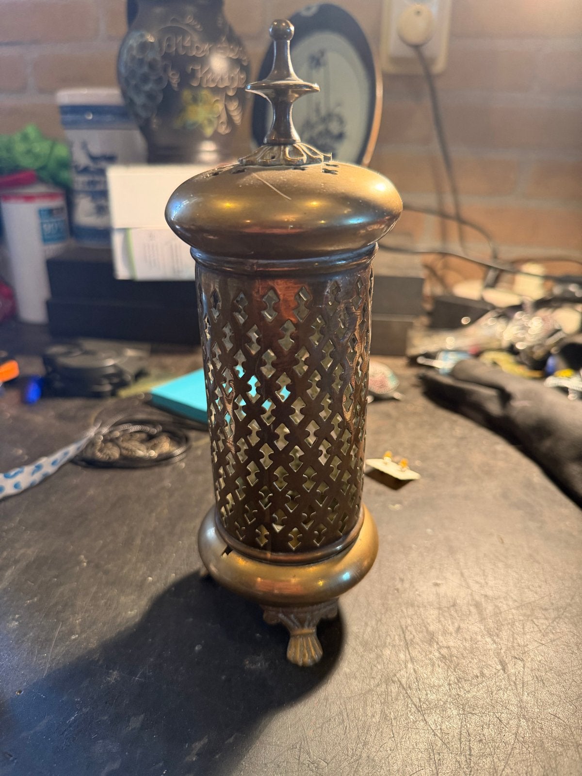 Vintage Messing Lantaarn/Kandelaar - Arabisch/Indisch, Ophalen of Verzenden, Koper of Brons