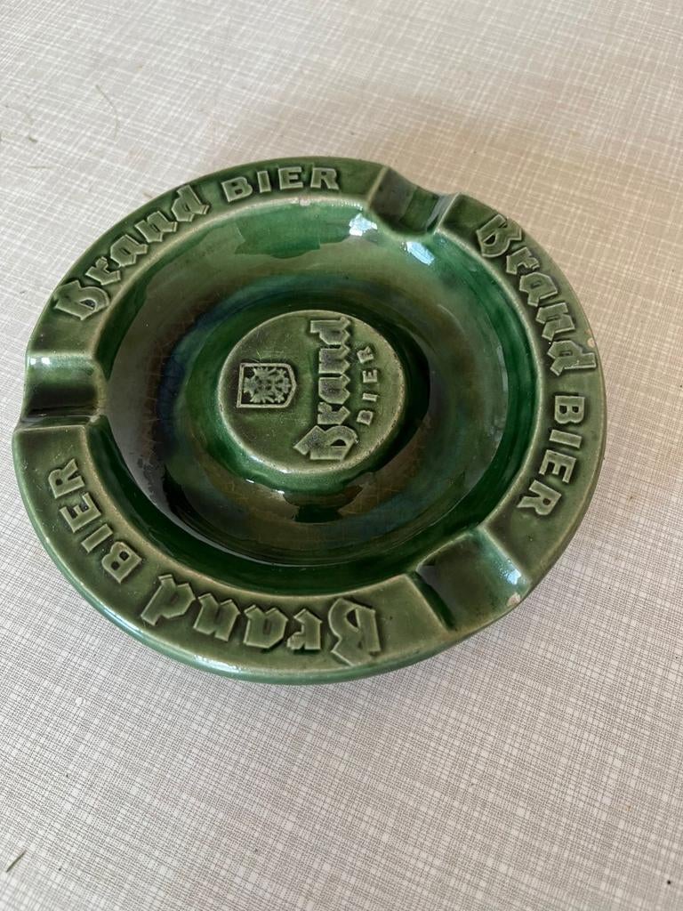 Zeldzame Brand Bier Asbak - Groen Keramiek -, Ophalen of Verzenden