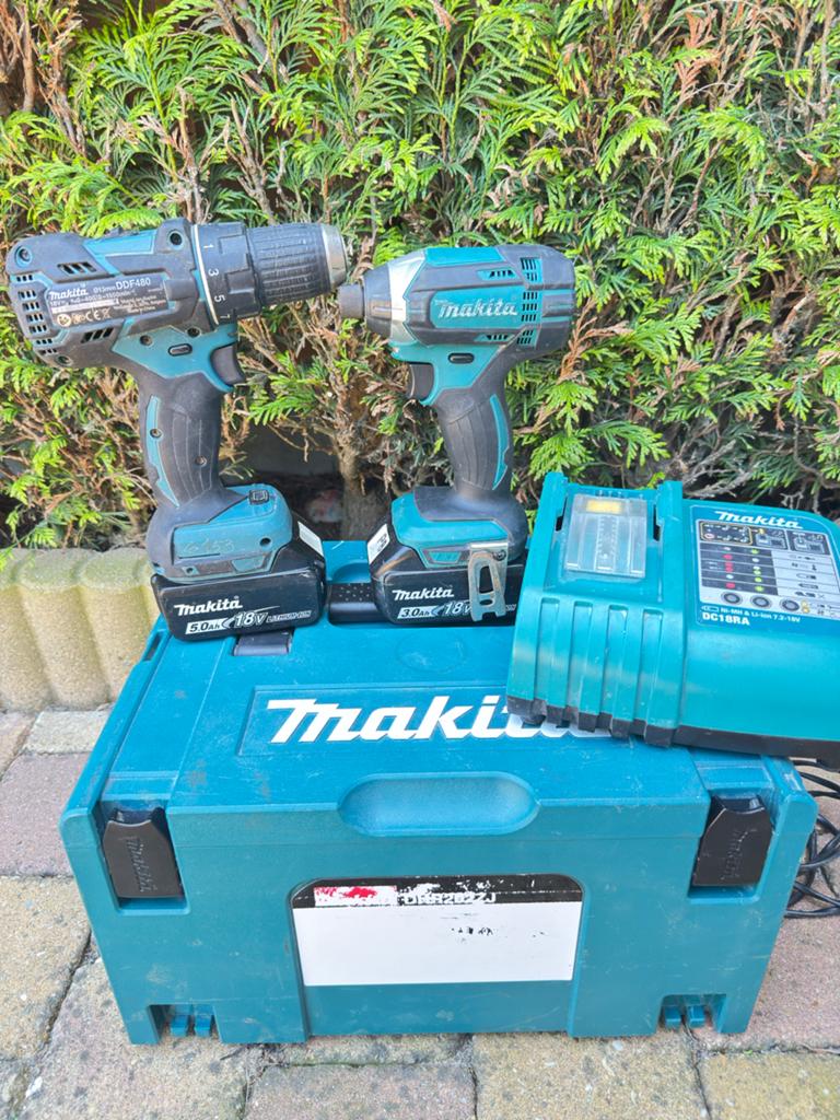 Makita DDF480 en DTD153 Boor- en Schroefmachine Set, Variabele snelheid, Ophalen of Verzenden, Boor- en Schroefmachine, Gebruikt