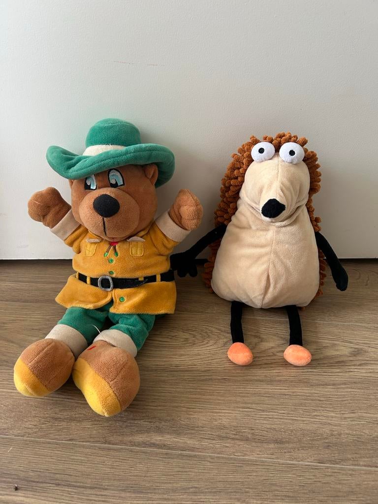 Bollo de beer en Egel ( handpoppen, Kinderen en Baby's, Ophalen, Gebruikt, Beer, Bruin