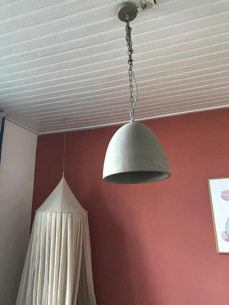 Beton look hanglamp, Ophalen, Landelijk, industrieel, E27 (groot), Zo goed als nieuw