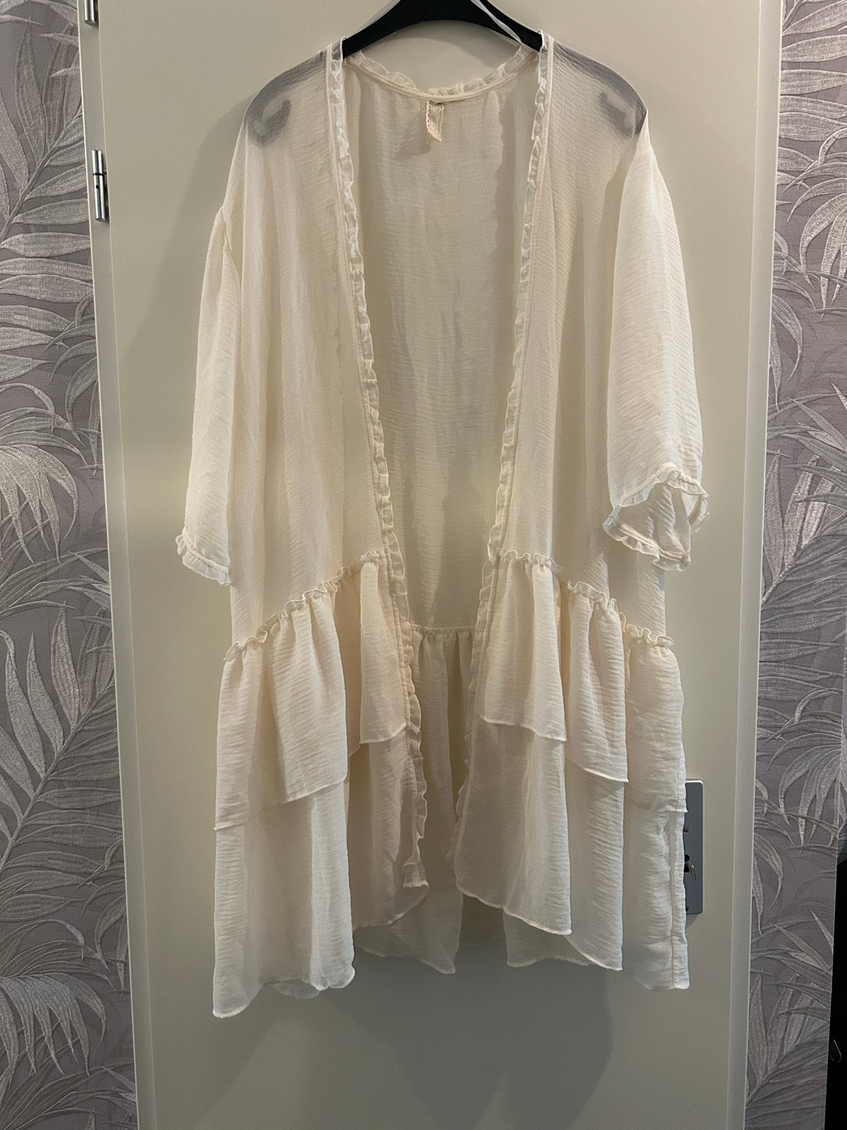 Lichtgewicht Kimono/Vest met Ruches - Crème, Ophalen of Verzenden, Zo goed als nieuw