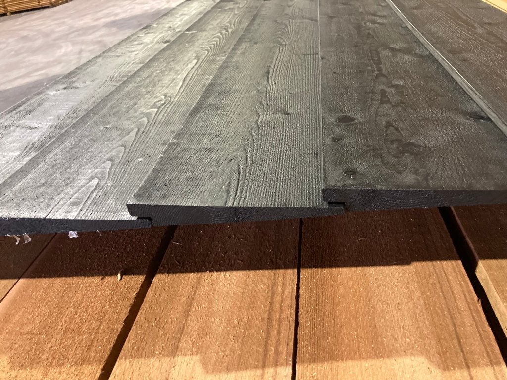 Zwarte potdekselplanken–zweeds rabat–schutting–9/25x175mm, Ophalen, Planken, Nieuw, Hardhout