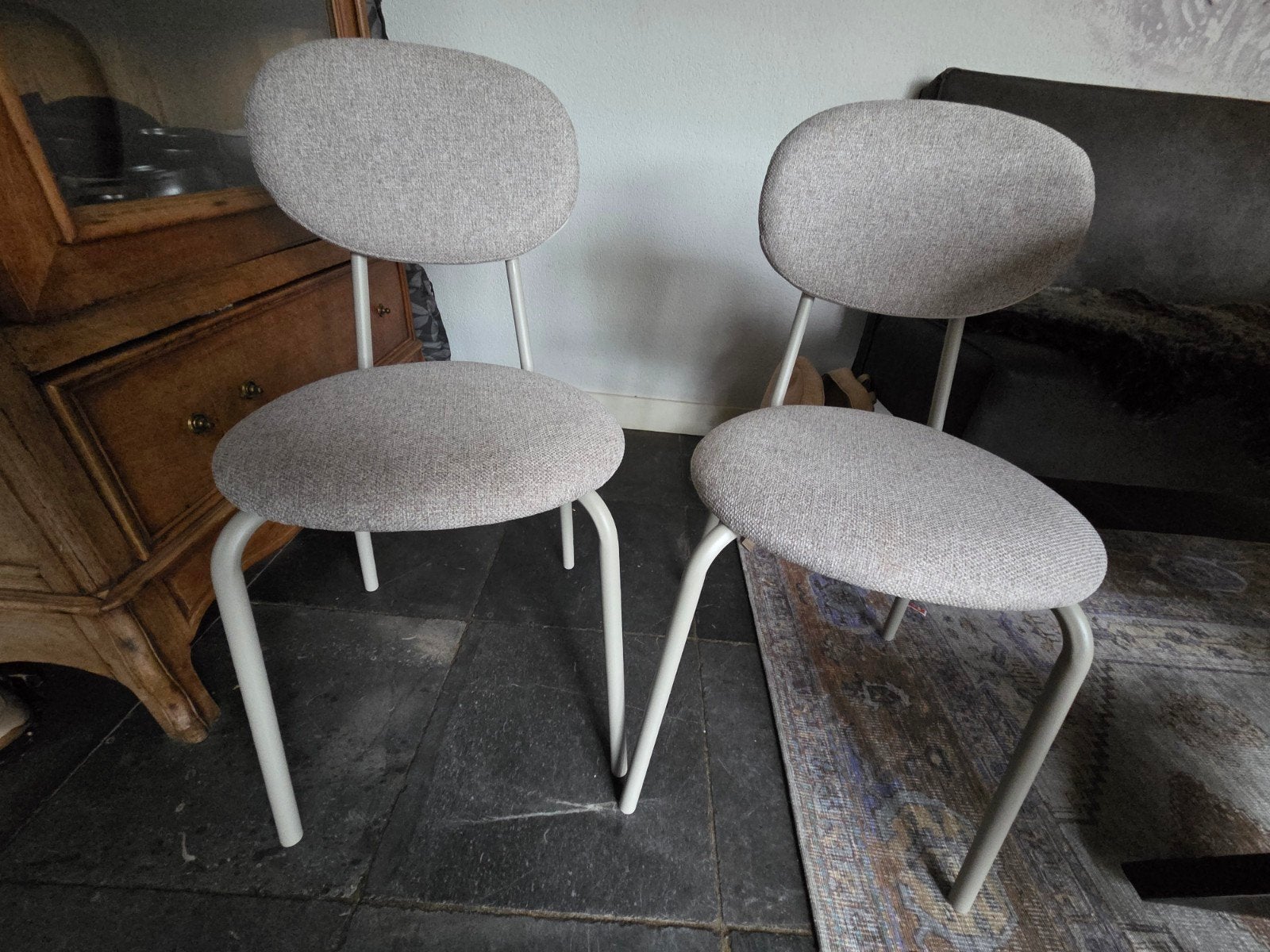 Set van 2 JYSK eetkamerstoelen MALT (Beige) – Ongebruikt!, Ophalen, Twee, Overige kleuren, Zo goed als nieuw