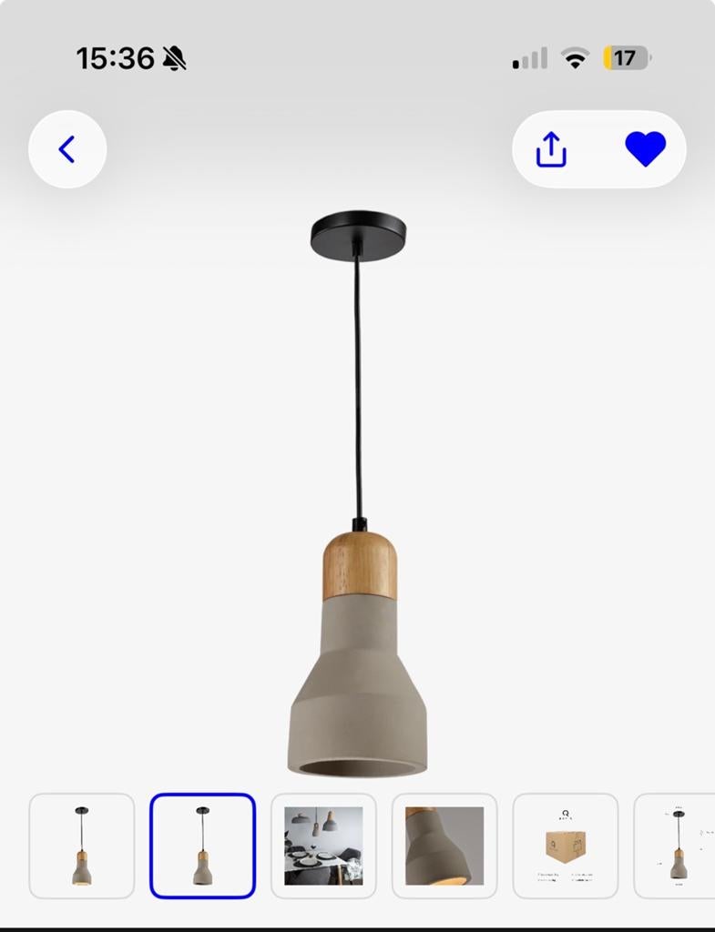 Quvio Hanglamp Grijs Beton en Hout - Modern Design, Ophalen, Nieuw, Hout, 50 tot 75 cm