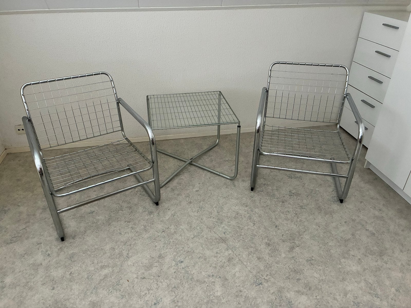 Set van 2 chromen draadstoelen, Ikea Molle, Hagberg, Ophalen, Gebruikt, Twee, Overige kleuren