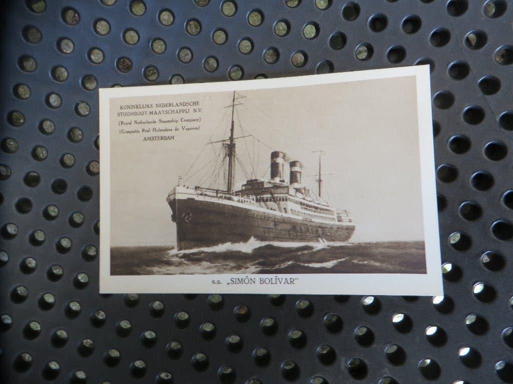 Oud prent briefkaart, schip Simon Bolivar, KNSM 1933, Verzamelen, Ophalen of Verzenden, 1920 tot 1940, Gelopen, Noord-Holland