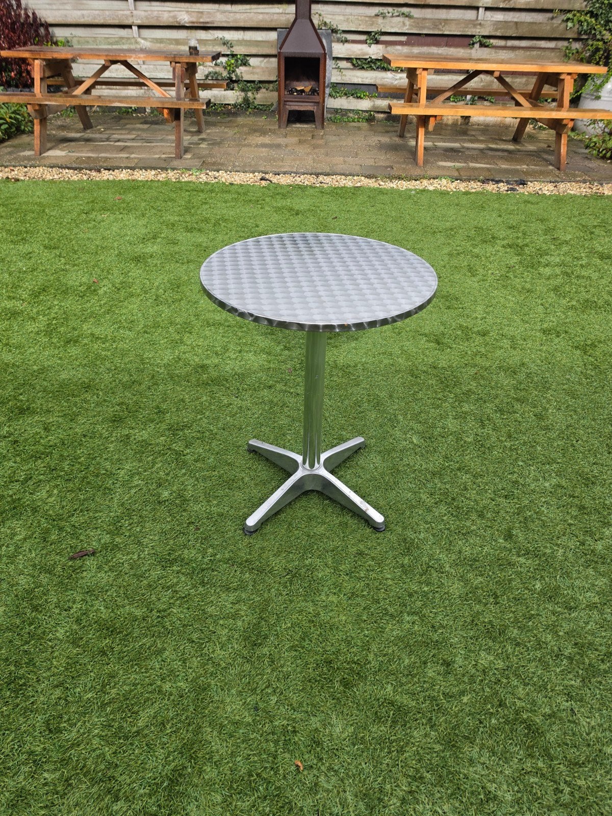 6 Ronde bistrotafel / horeca tafel.van aluminium, Ophalen, Gebruikt, Rond, Aluminium