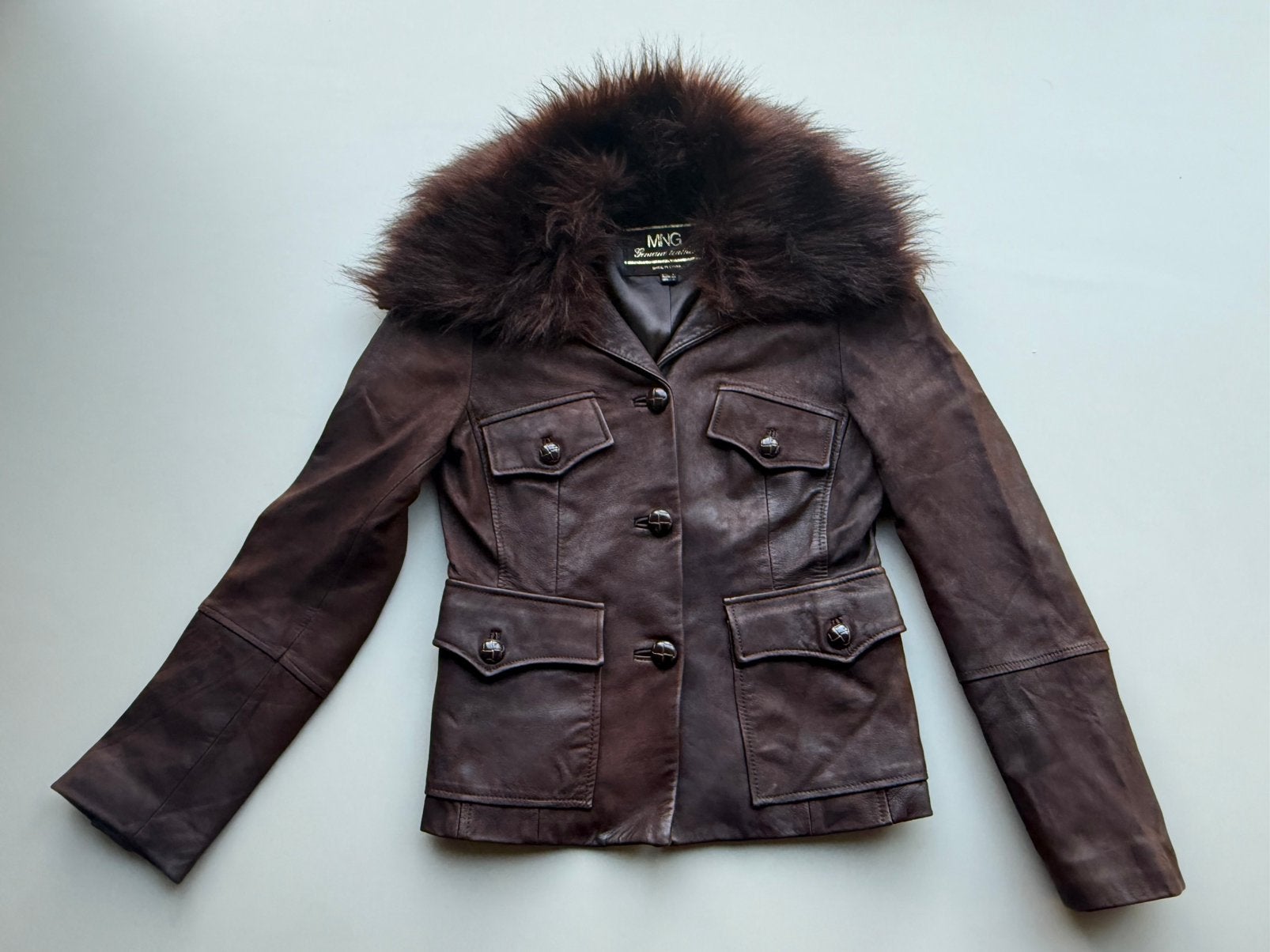 Mango leren jas bruin maat 36 S herfst, Ophalen of Verzenden, Gedragen, Maat 36 (S), Bruin