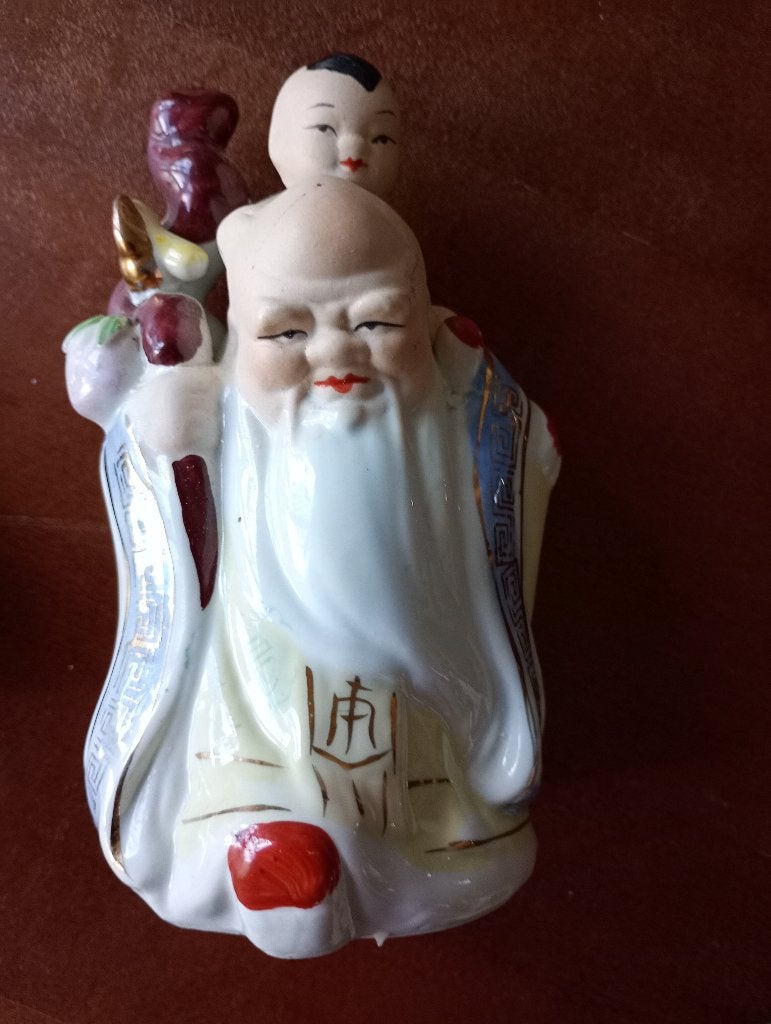 Vintage Shou Xing Porseleinen Beeldje - Geluksgod, Verzamelen, Beelden en Beeldjes, Ophalen, Nieuw, Religie