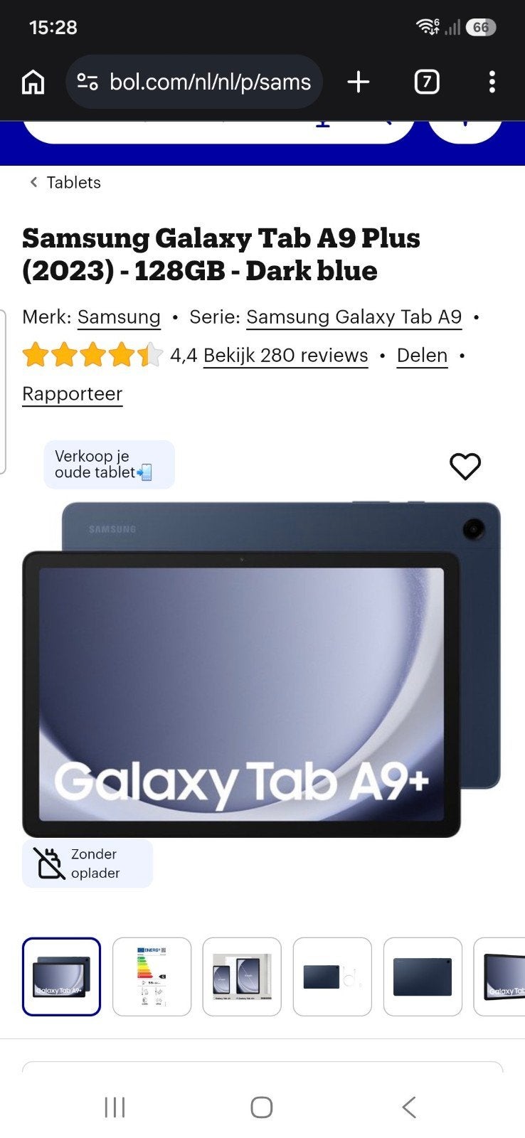 Samsung Galaxy Tab A9 128GB Navy (SM-X110) incl. hoes, Computers en Software, Zo goed als nieuw, Galaxy Tab A9 (SM-X110), Samsung