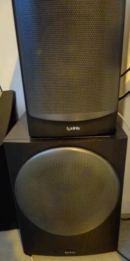 Infinity Beta 20 speakers en subwoofer met Sony receiver, Ophalen, Zo goed als nieuw, Tuner of Radio, Sony