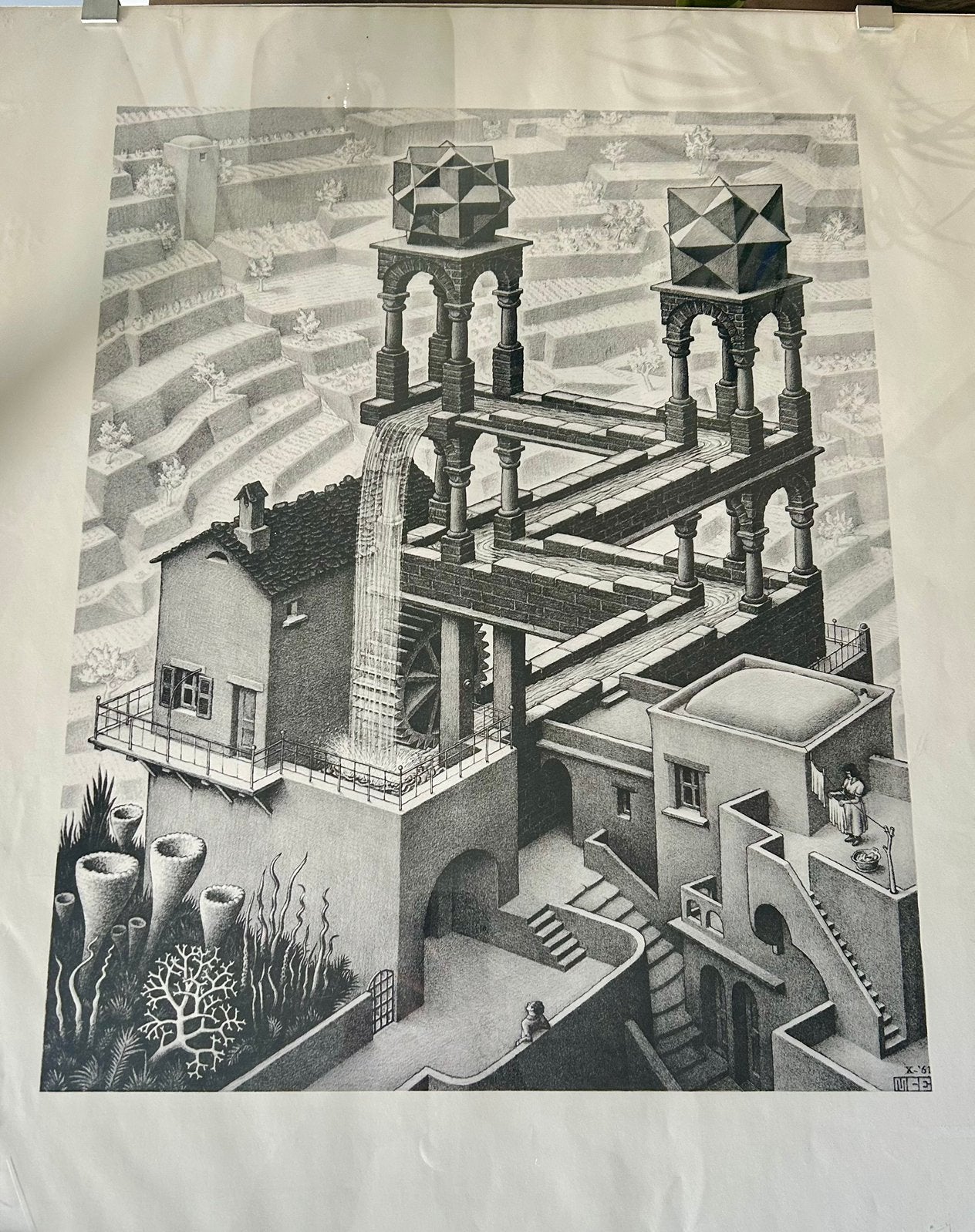 Escher reproductie print uit 1971, Ophalen, Overige technieken, 65 cm, 1950 - 1999