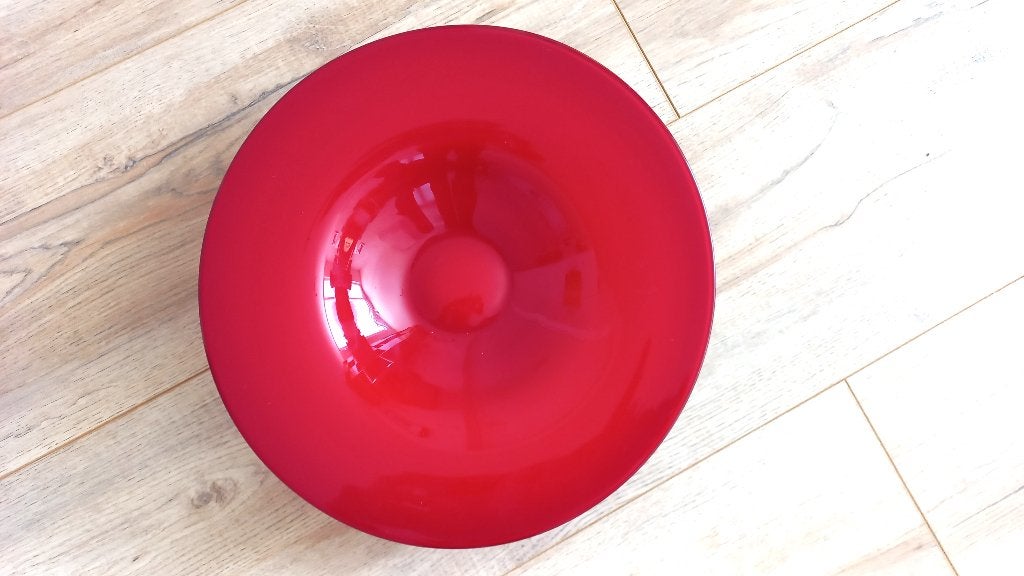 Rode glazen Leonardo schaal, Schaal, Rond, Ophalen of Verzenden, Glas