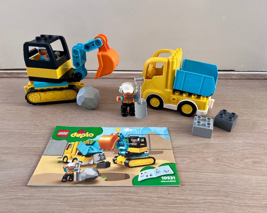 Duplo 10931 Truck & Graafmachine met rupsbanden, Ophalen, Gebruikt, Compleet, Duplo