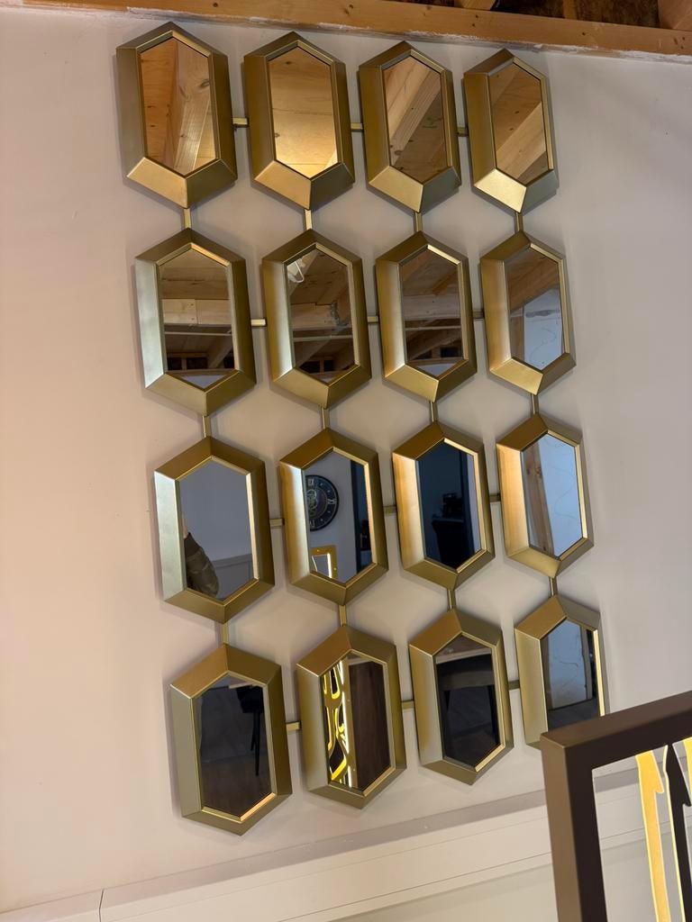 Honingraat spiegel in champagne en zwart kleur 170x100 cm, Nieuw, Ophalen of Verzenden, 75 tot 100 cm, 150 tot 200 cm