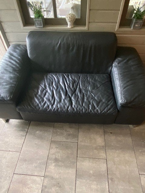 leren bank, Huis en Inrichting, Banken | Bankstellen, Ophalen, Gebruikt, Overige maten, 150 tot 200 cm