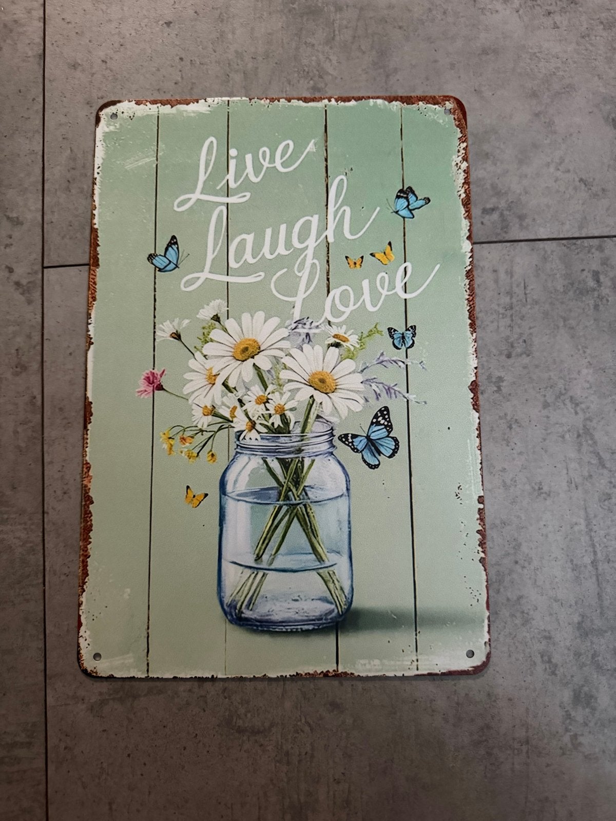 Metalen Wandbord Live Laugh Love - 20x30cm, Huis en Inrichting, Metaal, Nieuw, Ophalen of Verzenden, Reclamebord