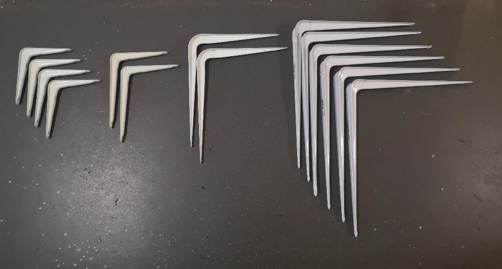 Div. Plankdragers wit metaal 35x40, 15x20, 12x15 cm, Ophalen, Zo goed als nieuw