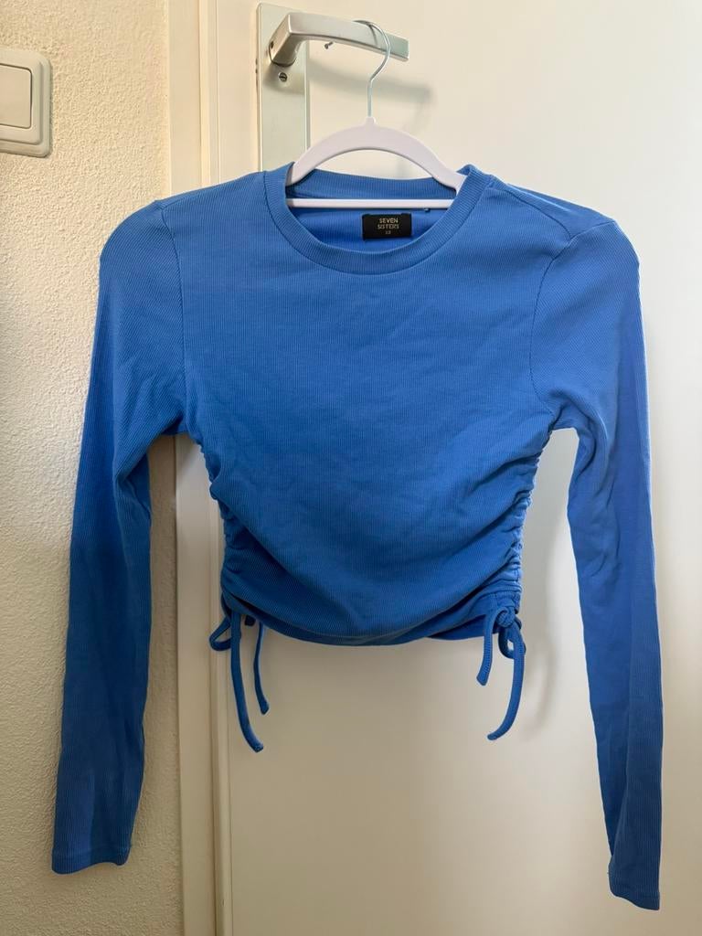 Blauw top lange mouwen met touwtjes maat Xs, Blauw, Ophalen of Verzenden, Zo goed als nieuw, Lange mouw