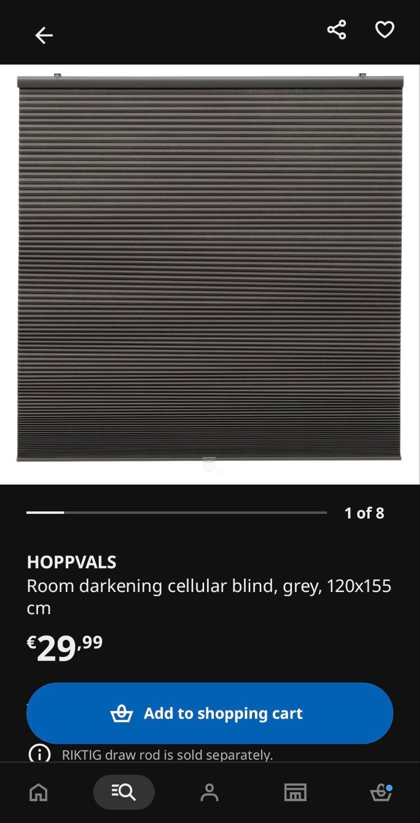 3x IKEA Hoppvals Plisségordijnen, grijs, 120x155 cm, Ophalen, Isolerend, Zo goed als nieuw, Plisségordijn