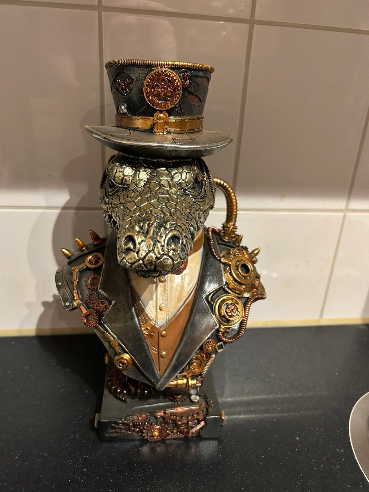 Steampunk Grote Krokodil buste beeld 33cm, Verzamelen, Ophalen of Verzenden, Zo goed als nieuw, Dier