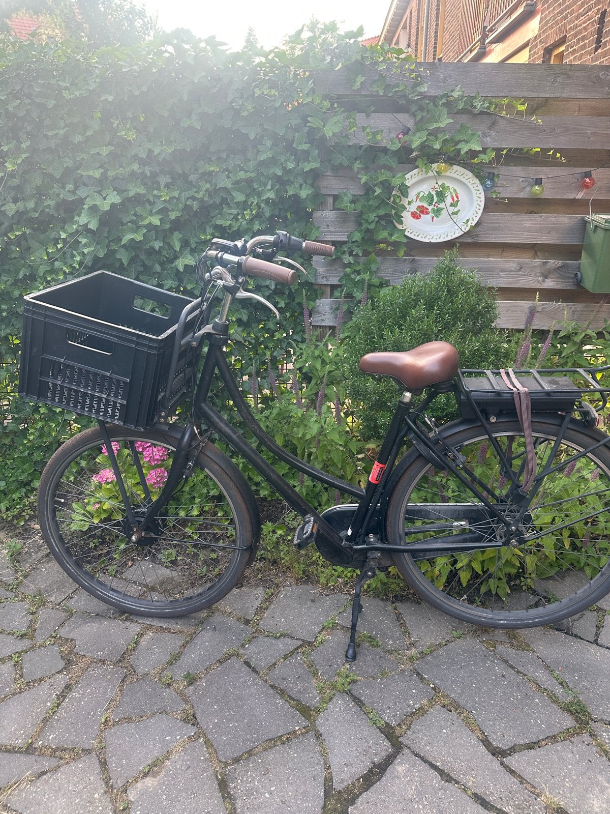 Merkloze e-bike met krat, zonder accu, Gebruikt, 51 tot 55 cm, 30 tot 50 km per accu, Ophalen