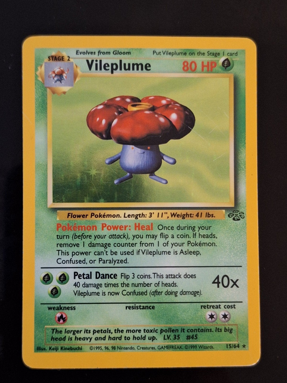 Vileplume Jungle holo Pokemon kaart, Ophalen of Verzenden, Zo goed als nieuw, Losse kaart, Foil